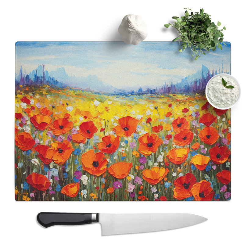 Poppy Field Action No.2  Glass Chopping Board