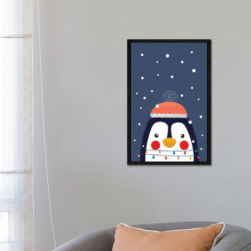 Christmas Penguin by Show Me Mars - Gallery-Wrapped Canvas Giclée on Canvas, 66.04cm H x 45.72cm W, Black Floater Frame