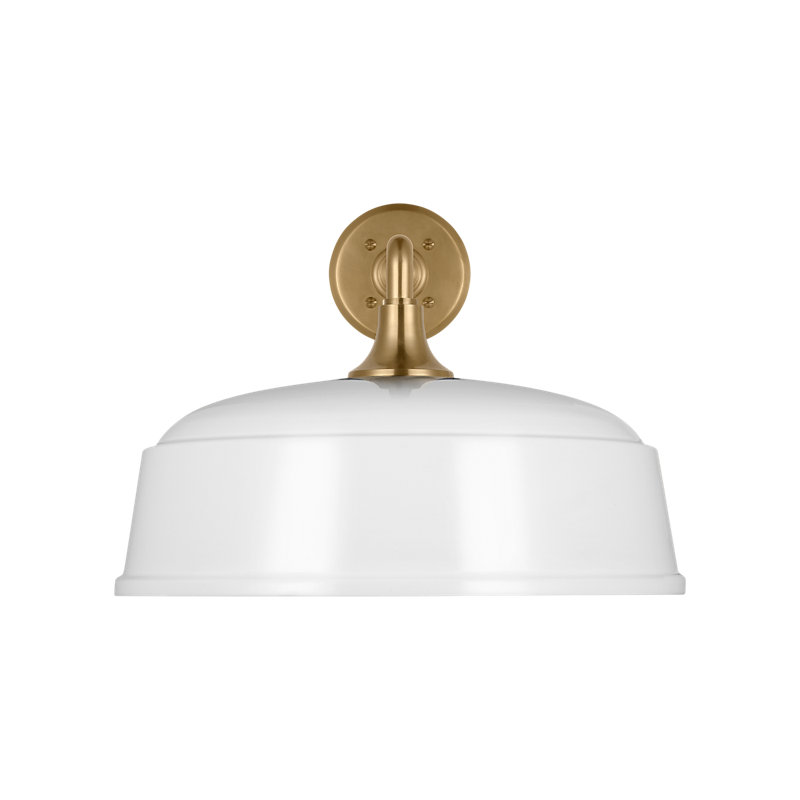 Thomas O'Brien 1 - Light Outdoor Barn Light, Hand-Rubbed Antique Brass, 12" H x 16" W x 25.25" D, White