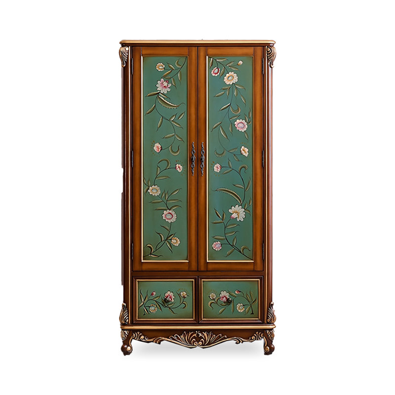 Garde-robe de style européen en bois massif peint rétro