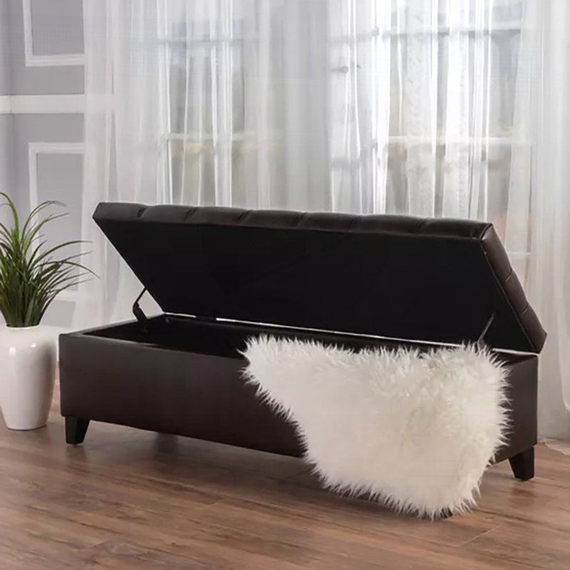 Pouf avec rangement, surface en bouclÃ© et pieds en bois d'hÃ©vÃ©a, capacitÃ© de 136 kg, pour un intÃ©rieur moderne
