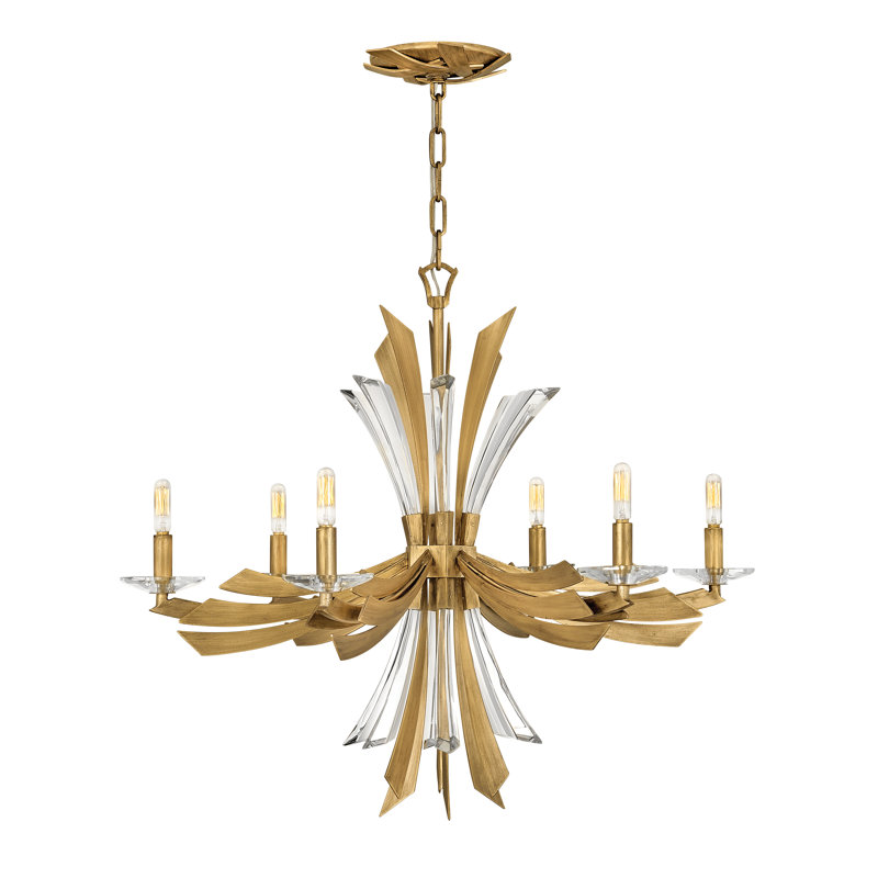 Vida 29.25" Six-Light Single Tier Candle Chandelier w/ Crystal Accents