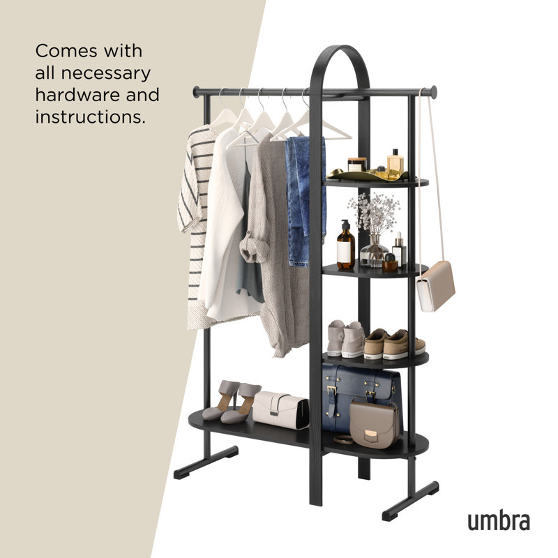 Akyah 15'' Solid Wood Clothing Rack, Black