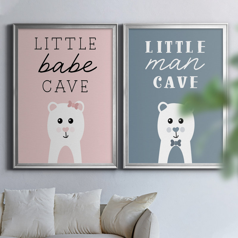 «Little Babe Cave», ensemble de 2 impressions, Pas de tapis, H 18,5 po x l 49 po x P 1,5 po, Toile encadrée argentée