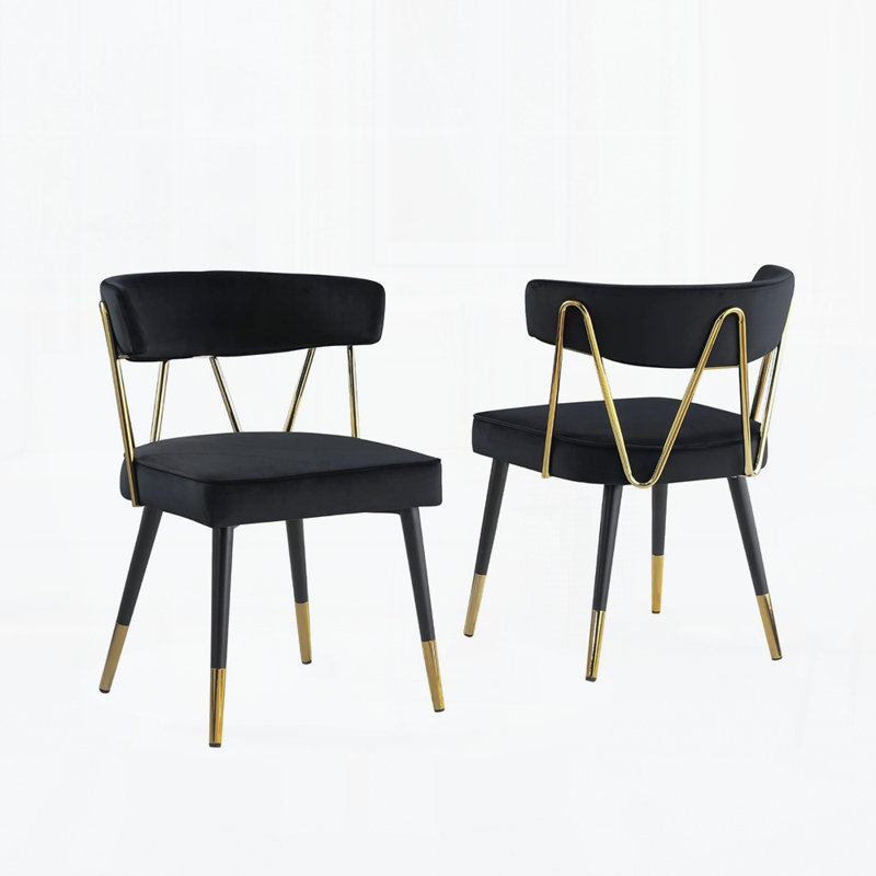 Chaise d'appoint rembourrée en velours Glam, Velours, Noir