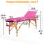 Lit de massage 3 table de massage pliante 24 pouces de large lit de cils portable Cadre en bois Table de spa réglable en hauteur Lit de massage avec poignée de transport