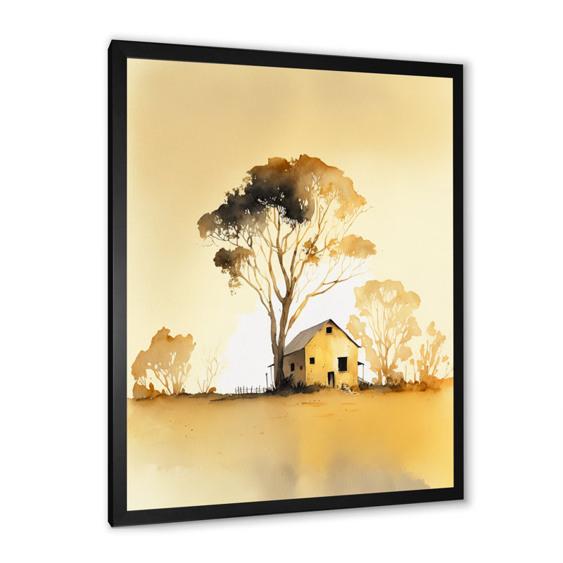 «Golden Hour Tree In The Countryside II», reproduction sur toile, Toile avec cadre photo noir, H 40 po x l 30 po x P 1,5 po