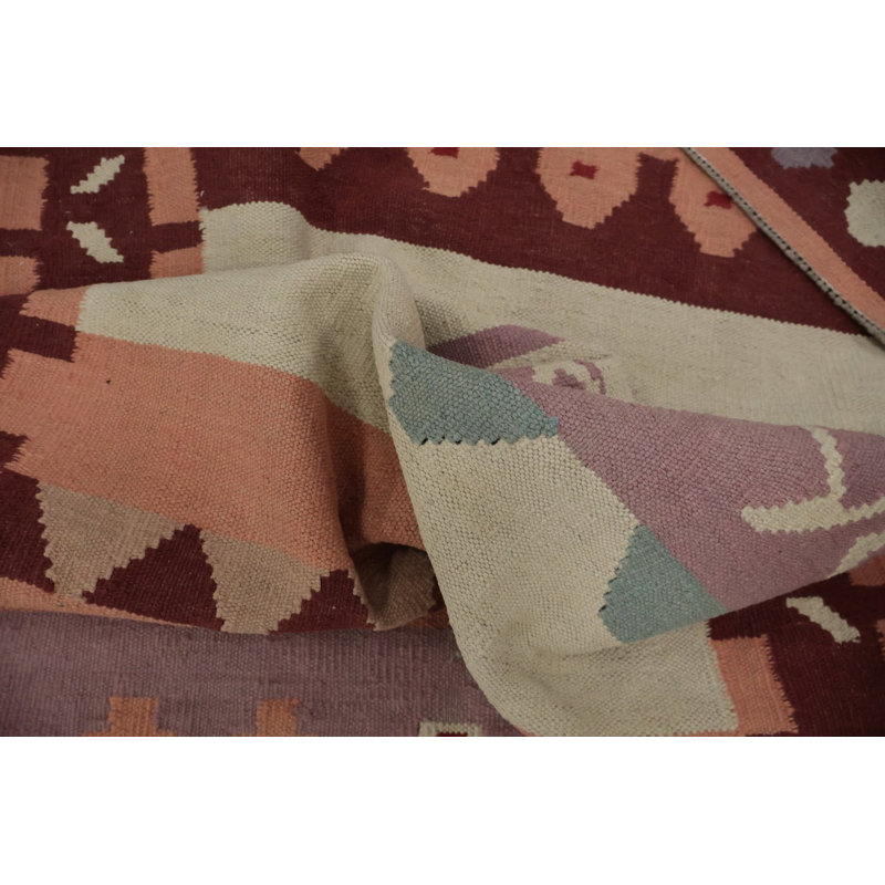 Tapis de couloir géométrique Kilim tissé à la main 3 x 13