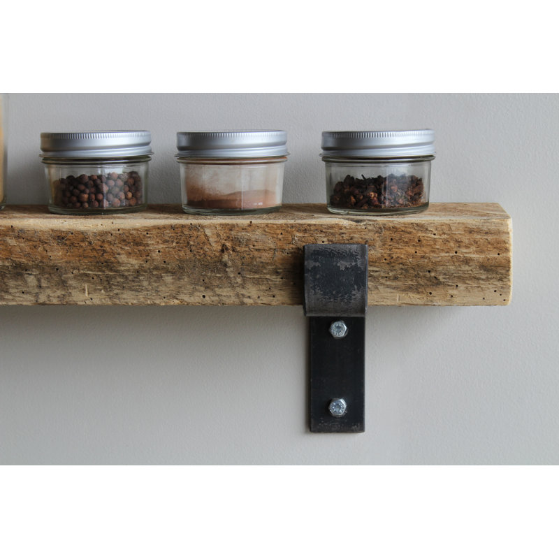 Brennon 2 Piece Reclaimed Barn Wood Bracket Shelf, 2" H x 18" W x 7" D, Natural (no stain)