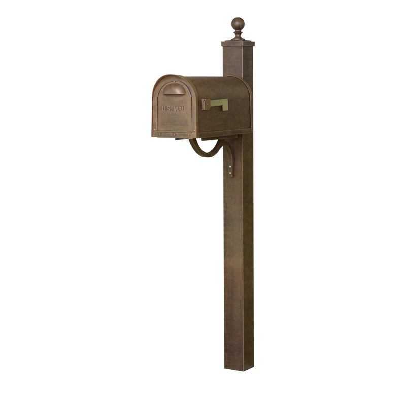 Aluminum Post Mounted Mailbox, Copper