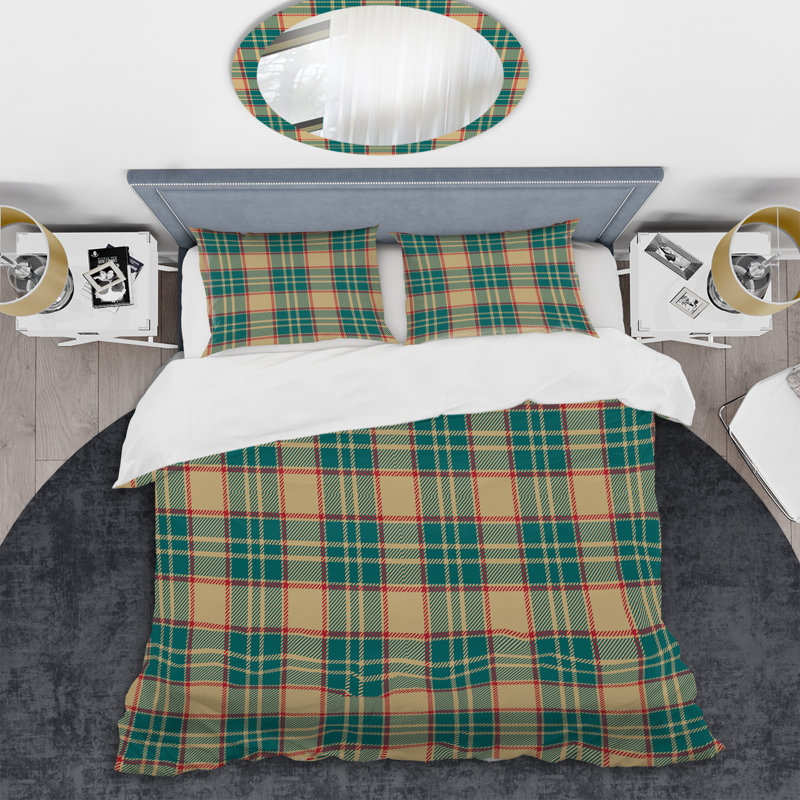 Ensemble de housse de couette en microfibre vert / brun 3 pièces, Housse de couette simple + 1 taie décorative stan