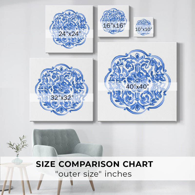 Porcelaine médaillon IV sur toile, H 40 po x l 40 po x P 1,5 po