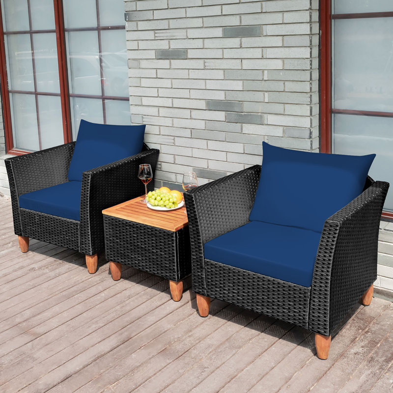 Alizandra Acacia 2 - Person Patio Conversation Set with Cushions