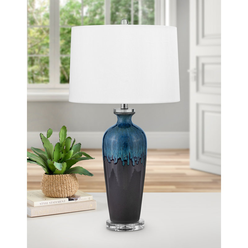Crotone 31" Blue & Grey Table Lamp with USB Port