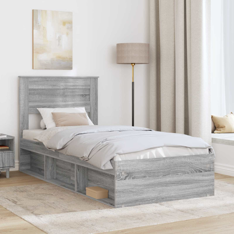 Solid Wood Bed, Small Single (2'6), Grey Sonoma