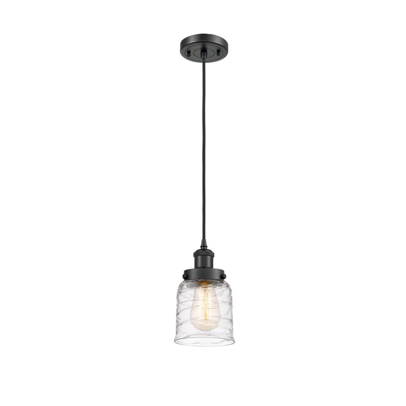 Luminaire suspendu en forme de cloche à 1 lumière Bonnetsville, Noir mat