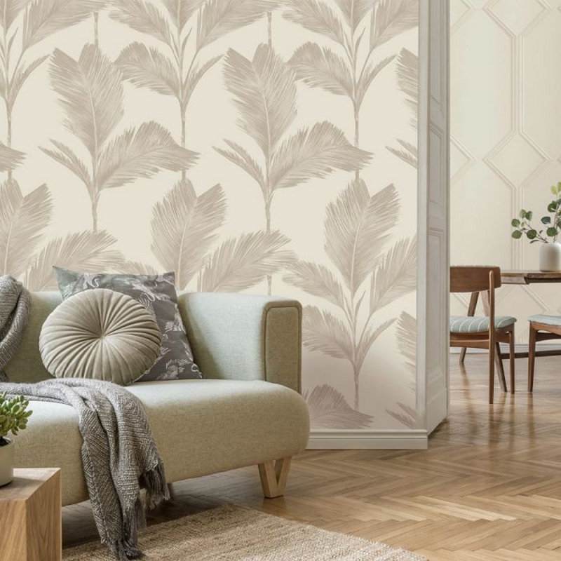 Abbaigh 10m x 53cm Matte Wallpaper Roll, Cream/Soft Gold
