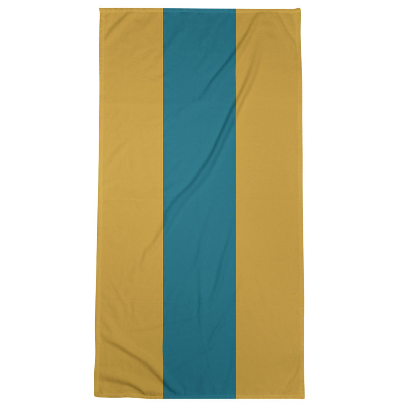 Cotton Blend Beach Towel, Dark Gold/Aqua
