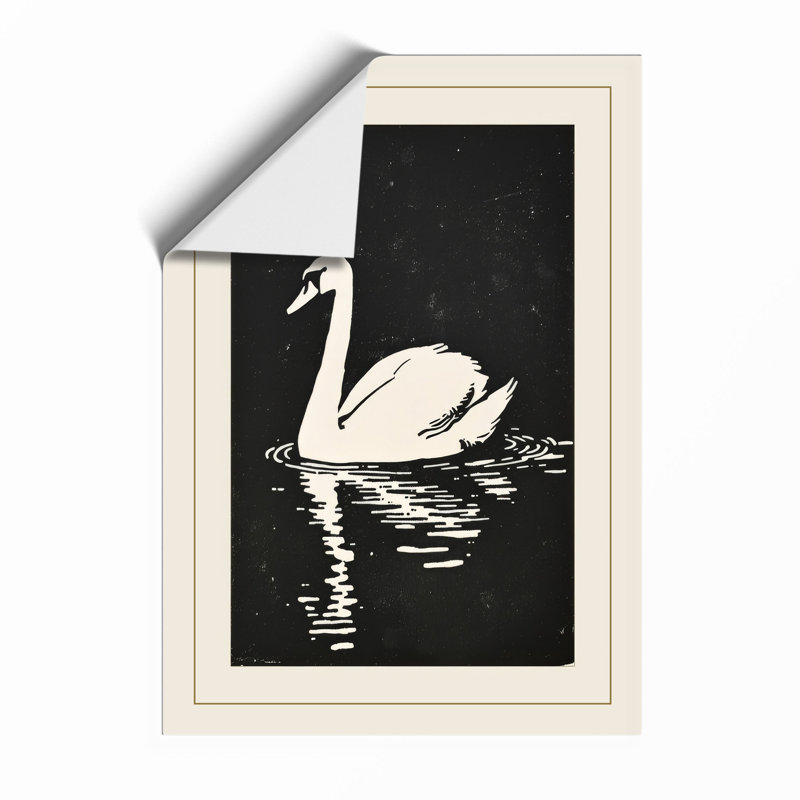 Swan On Dark Water Japandi - Print, Unframed, A1 - 84.1 x 59.4 cm