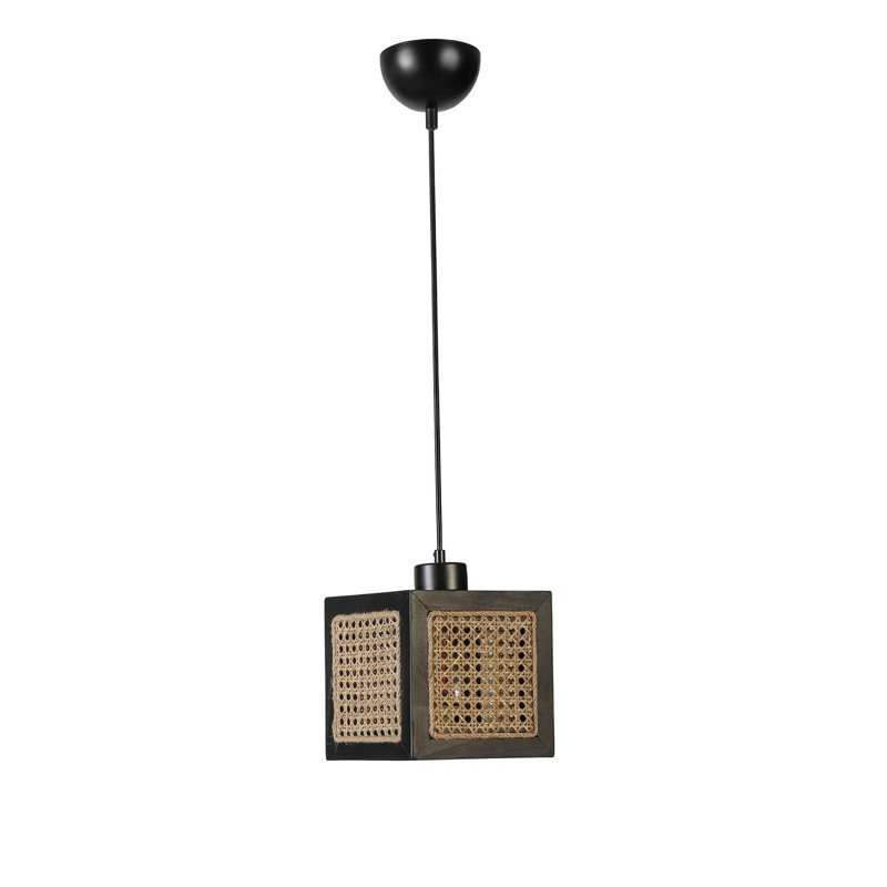 Chandle - Light Black Pendant, Rattan/Black