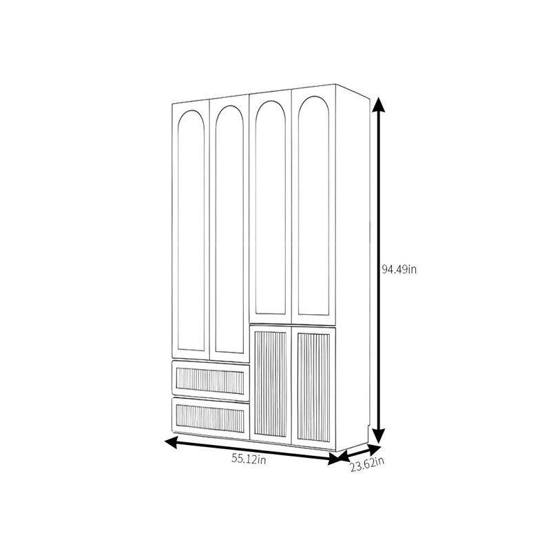 Garde-robe ouverte de style rétro, H 94,49 po x l 55,12 po x P 23,62 po