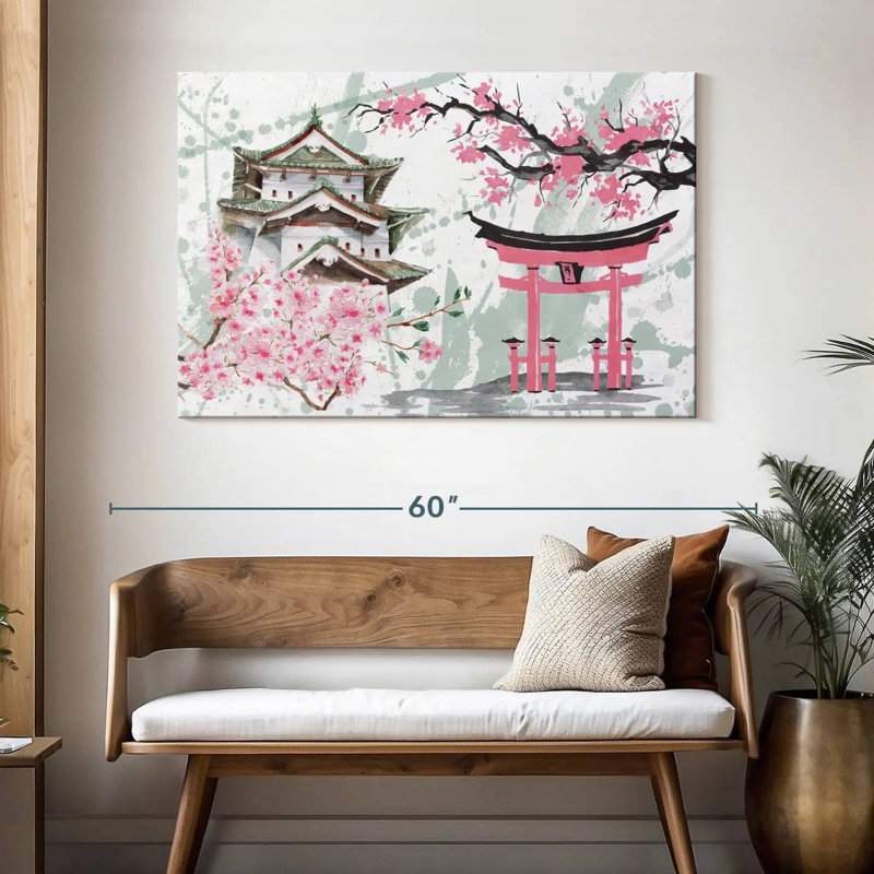 Château d'Hirosaki au printemps, H 32 po x l 48 po