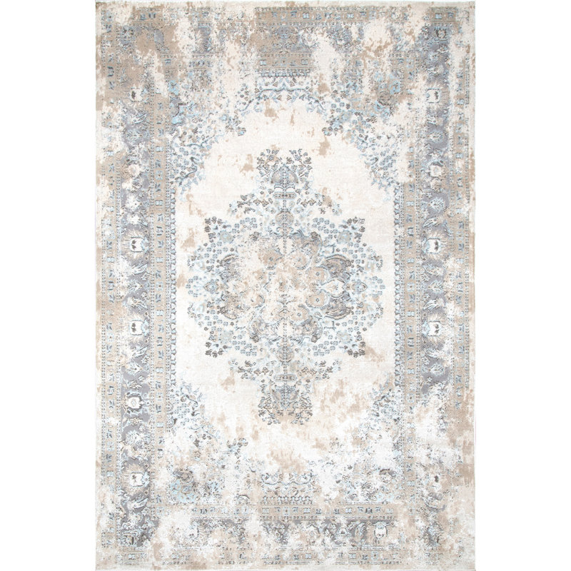 Tapis oriental argenté Andrus, Rectangle 4 pi x 6 pi