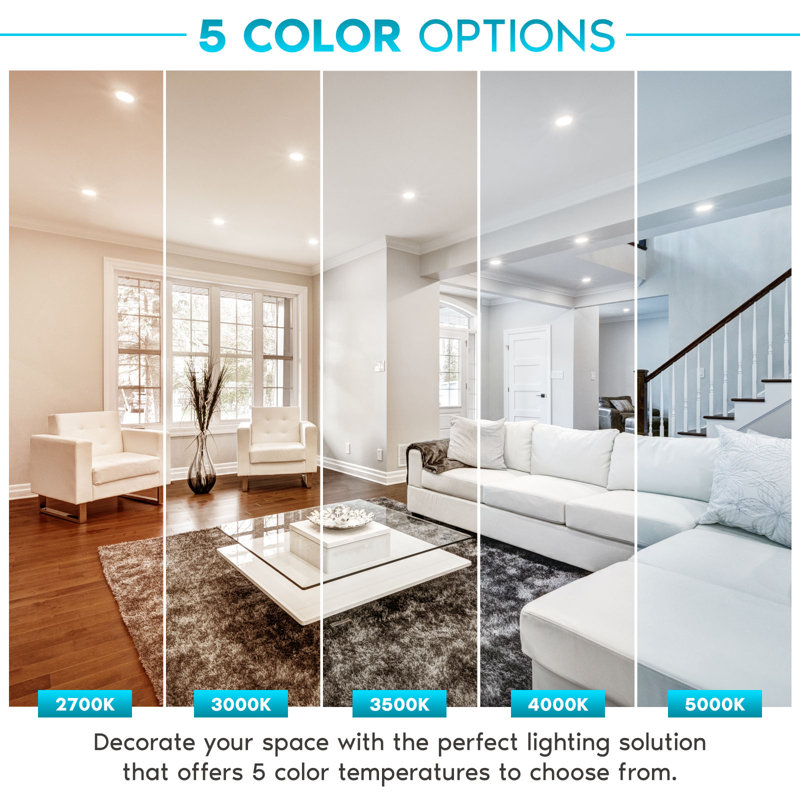 4-Inch White Aluminum LED Recessed Can Light Set