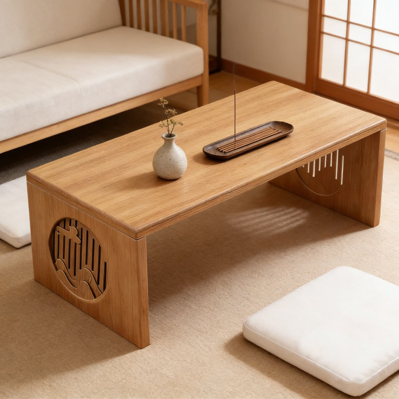 Table basse japonaise pliante - Table basse pliable de 3 secondes pour le salon, le tatami et la méditation, sans assemblage requis, fabrication robuste en bambou