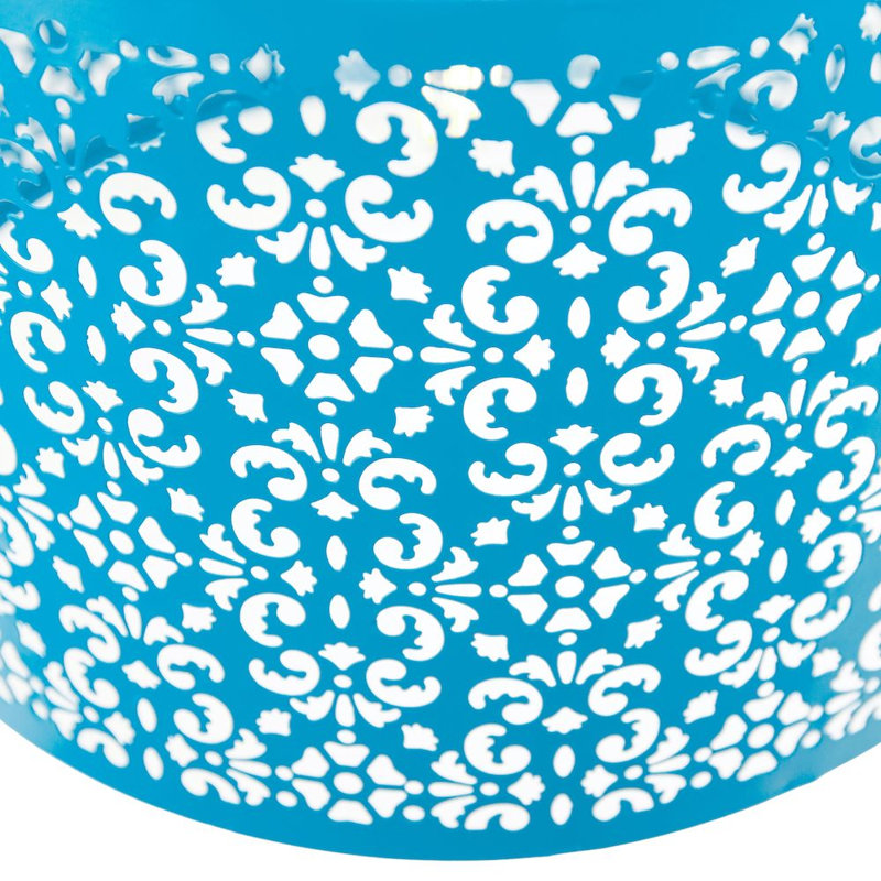 Marrakech Designed Pendant Light Shade with Floral Decoration, Teal, 19cm H x 29cm W x 29cm D