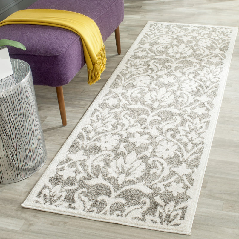 Tapis à motif floral Cirila, Tapis de couloir 2 pi 3 po x 7 pi