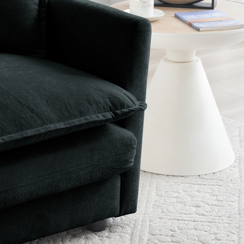 5 canapé convertible en forme de U, 2 repose-pieds, chenille noire, repose-pieds réversible avec repose-pieds, canapé modulaire