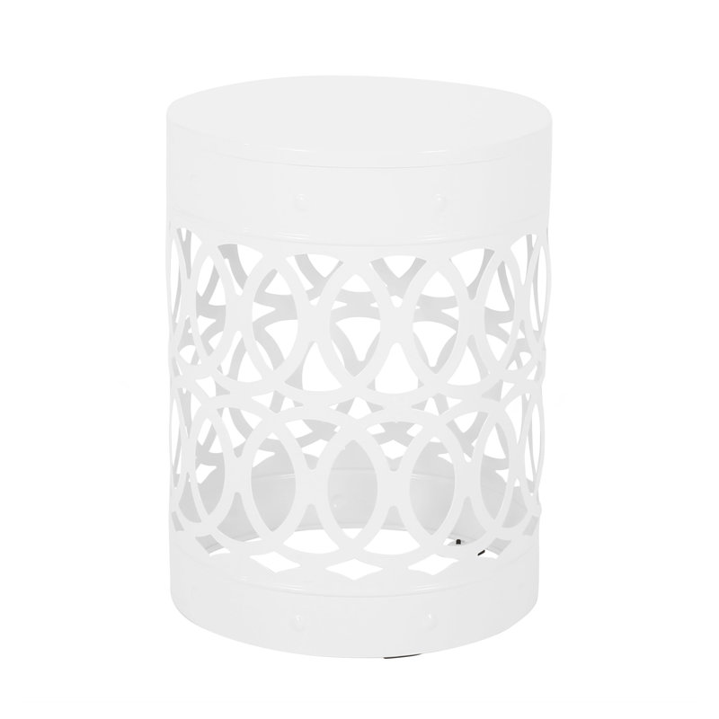 Outdoor Metal End Table -Large, White