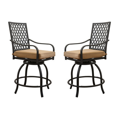 Chaises pivotantes d'extérieur en kaki - 360 degrés de rotation pour le jardin balcon terrasse de jardin bistro et coussin de soutien avec jardin, balcon, cour arrière, rotation, siège rembourré confortable