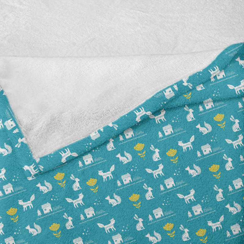 Ambesonne Forest Throw Blanket Scandinavian Foxes Squirrels, 50" W x 60" L