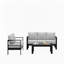 Ensemble de conversation de patio 3 pièces en aluminium 3 pièces, canapé d'extérieur 5 places avec coussins épais gris clair et structure noire et table basse-144283431