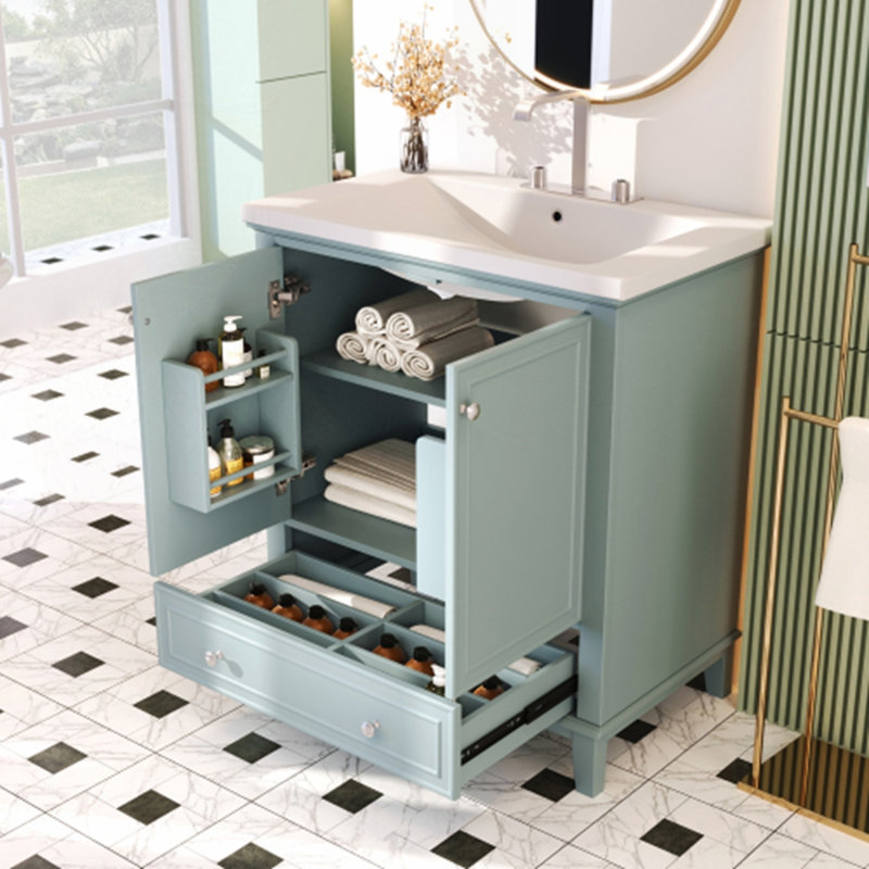 Meuble-lavabo 30 po avec lavabo, Vert / doré