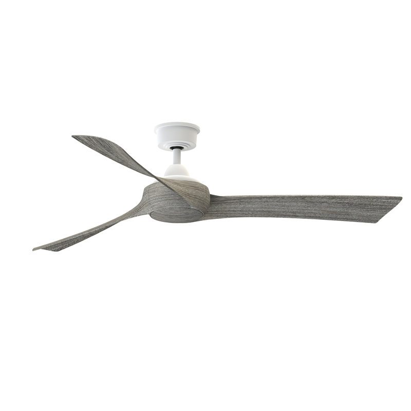 Wrap Custom 60 inch Indoor/Outdoor Ceiling Fan - Matte White with Weathered Wood blades, Weathered Wood, Matte White