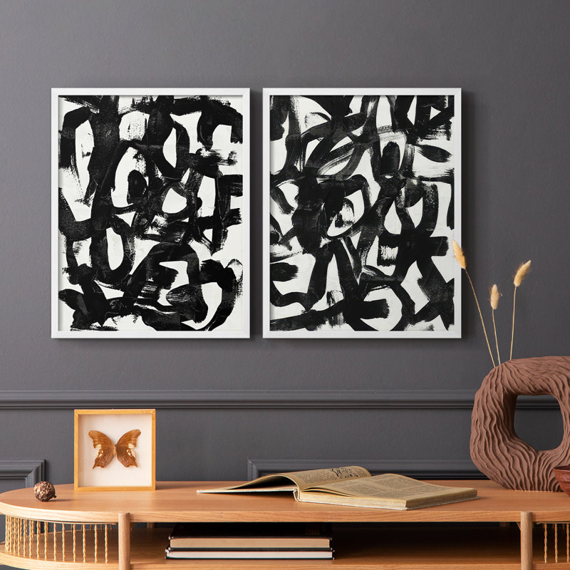 «Graffiti Tangle I», reproduction encadrée de qualité supérieure - prête à être accrochée - aucun clou requis - aucun clou requis