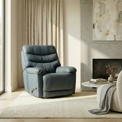 Fauteuil inclinable et pivotant en cuir grainé Norivelle Sapphire