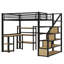 Lit mezzanine avec escalier, bureau intégré et tablettes