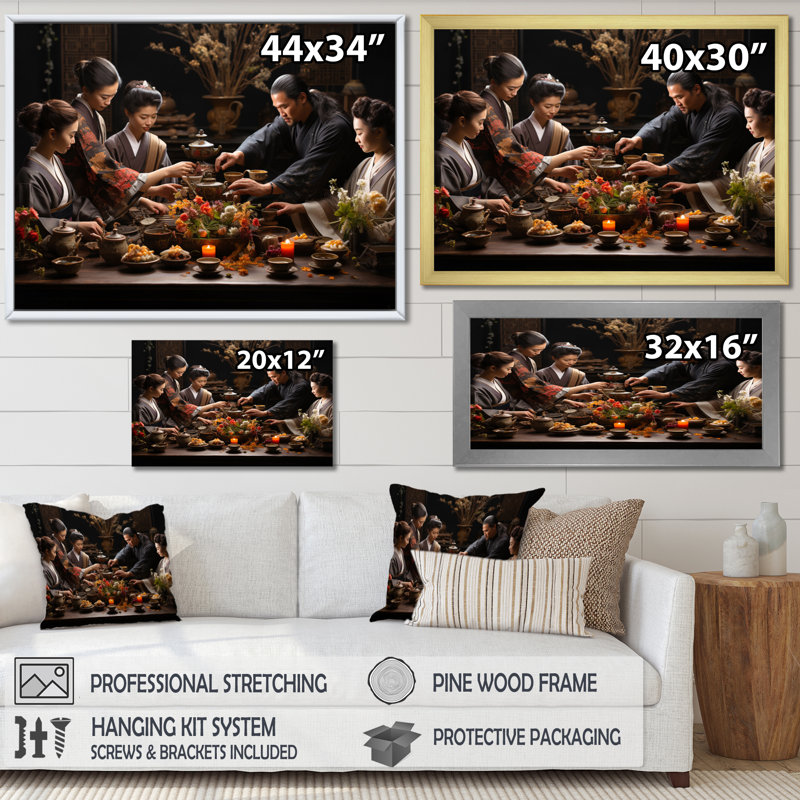 Asian Art Harmony In Tea IX, reproduction d'art sur toile, H 34 po x l 44 po x P 1,5 po, Cadre photo blanc