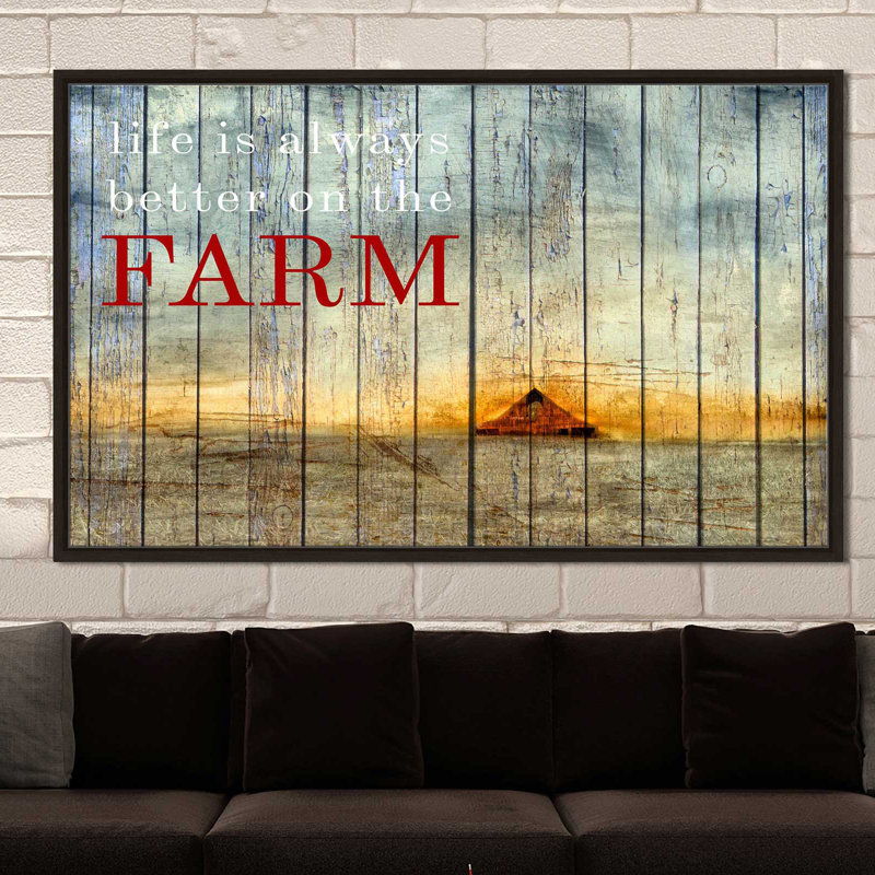«On The Farm I», impression, H 21,5 po x l 33,5 po x P 2 po, Cadre flottant espresso