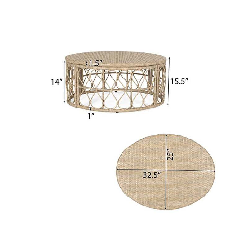 BRUCE COFFEE TABLE, 32,5 po x 25,0 po x 15,5 po, rotin, 1 pièce, table, brun, durable