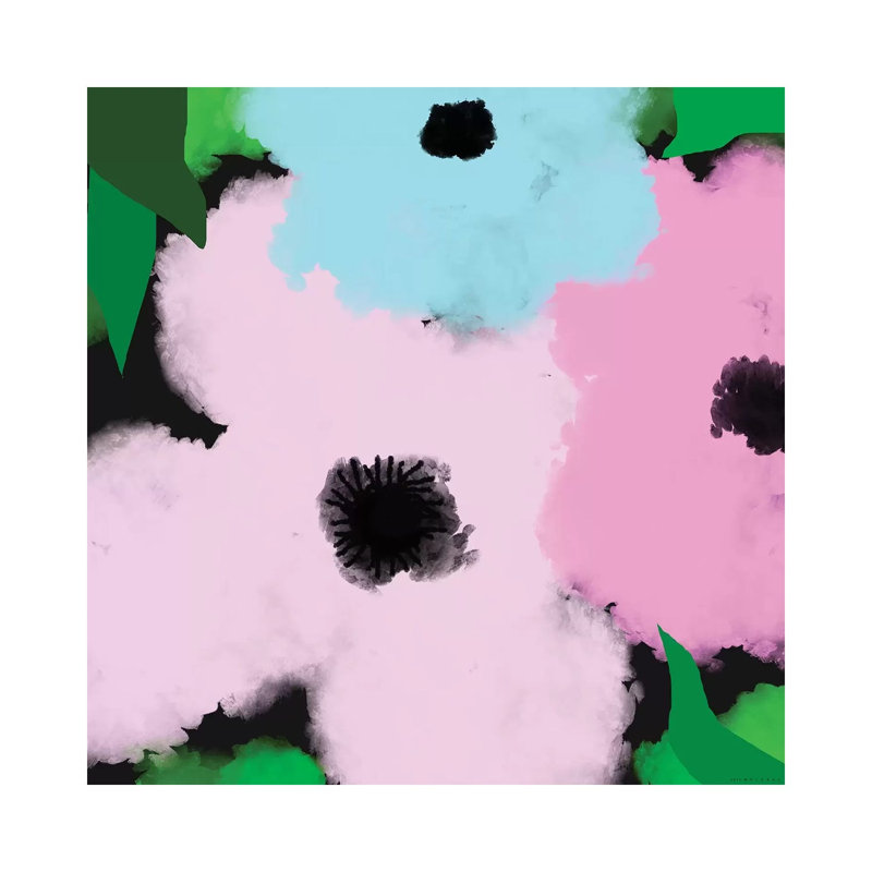 Pink And Blue Flowers by Art Mirano - Wrapped Canvas Painting, 30.48cm H x 30.48cm W x 1.91cm D
