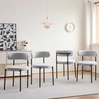 50cm H Cotton Blend Upholstered Metal Side Chair