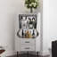 Wooden Corner Bar Cabinet With 2 Open Storage Shelves And 2 Drawers, Mirrored Back Sideboard Cabinet, High Feet/Legs For Easy Cleaning, Buffet Cabinet-2137905098