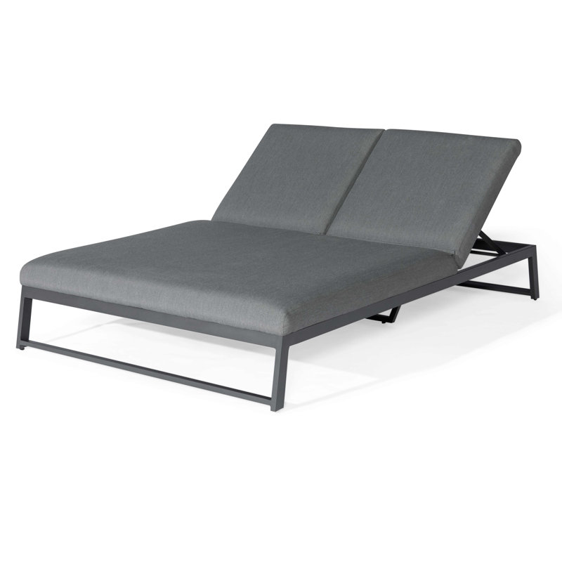Dalery 208 cm Long Reclining Double Chaise with Cushions, Grey, Dark Grey