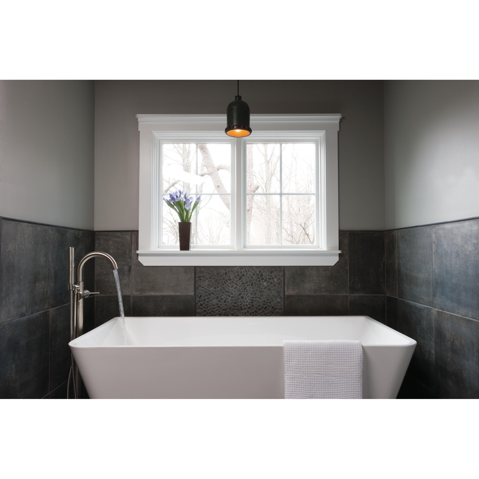 Trinsic Single Handle Floor Mounted Freestanding Tub Filler, Brilliance Stainless