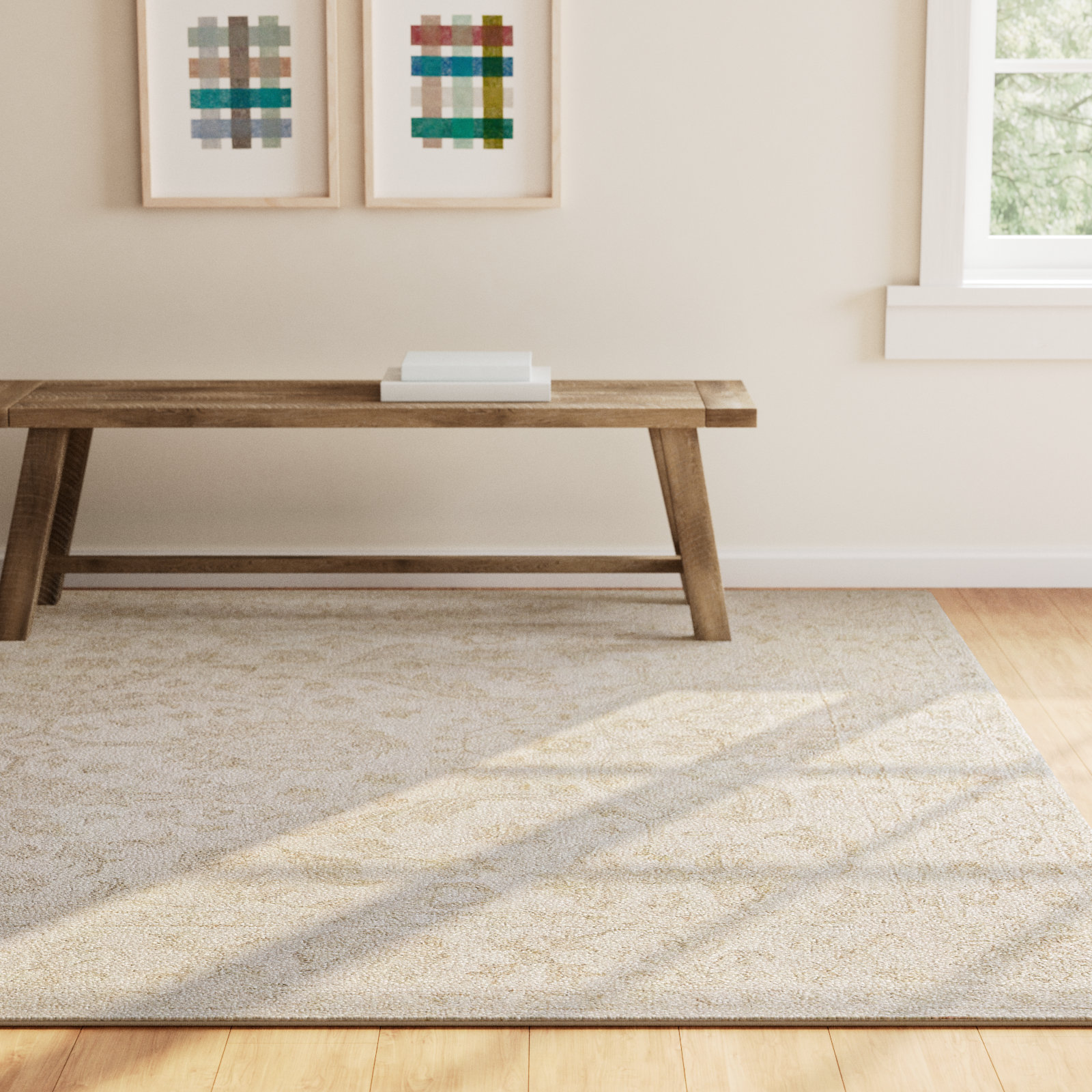 Cece Hand Tufted Wool Beige Rug, Rectangle 9'6" x 13'6"